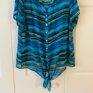 Semi see through blouse, mother of pearl buttons, light weight